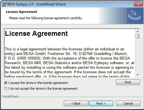 3. The welcome screen is displayed. Press the Next button. 4. Please read the license agreement.