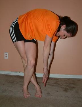 Stretch #2: Cross injured leg behind and lean towards the uninjured side.