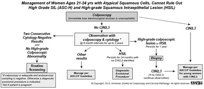 Case 2 A 19 year old Go woman, sexually active since the age of 15, has a Pap smear read as ASC-H. What are your management options?