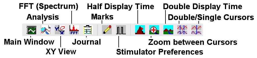 Use the Display Time icons to adjust the Display Time of the Main window to display a seventy-second section of recording with a consistent slope on the Main window.