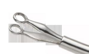 Tapered design easily increases the intraocular pressure for sealing the wound Akahoshi 3-Prong Speculum with Square Lock: AE-1025 3 prong nasal speculum for