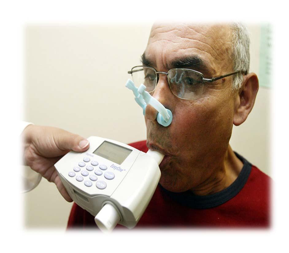 Breathing Tests FVC (Forced Vital Capacity) maximal amount of air exhaled after maximal inspiration volume test Liters compared to % of predicted 50% or < of
