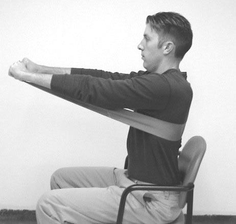 Serratus Anterior Muscle Strengthening: Start Position: Sit on a