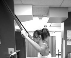 Lats/ Pull Downs: ***Squeeze shoulder blades at all times*** Start Position: Place band over top of door and