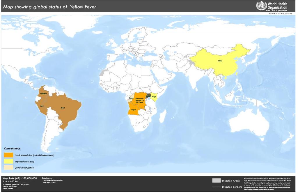 Yellow Fever - Demonstrated capacity for Global Spread COUNTRY Total confirmed, probable, and suspected cases Total confirmed cases Comment