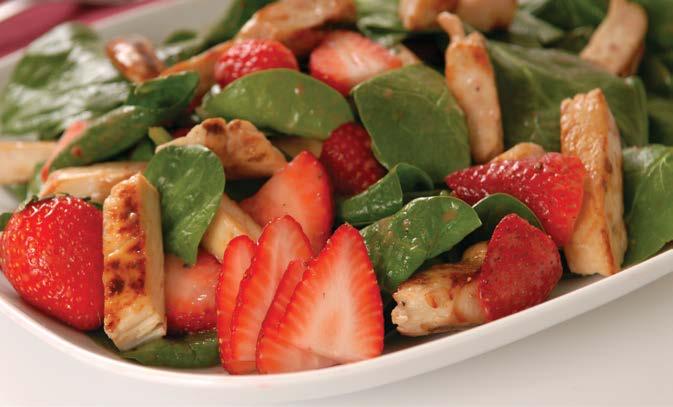 STRAWBERRY SPINACH SALAD phase RESTART 1 A P P R O V E D PREP TIME: 5 min COOK TIME: 15 min TOTAL TIME: 20 min INGREDIENTS Boneless Skinless Chicken Breasts Extra Virgin Olive Oil Strawberries