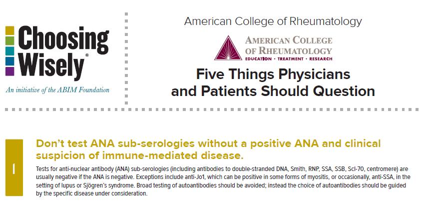 More ANA Facts ANA is not nearly as specific for SLE as it is sensitive Autoimmune thyroid disease Other Collagen-Vascular diseases (>90% of SSc) Medications Malignancies Infections (viral) Normal