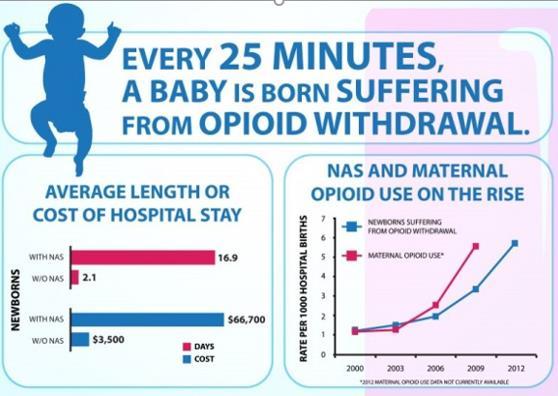 Maternal opioid use inc from 1.19 to 5.