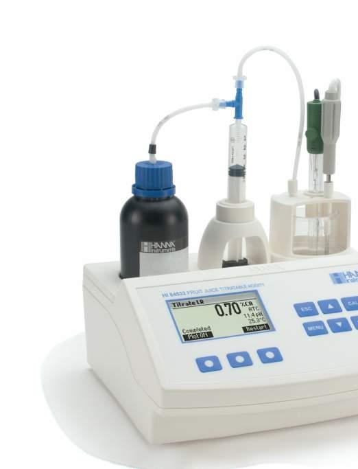 HI 84532 Mini Titrator for Fruit Juice Applications Piston Driven Pump with Dynamic Dosing This piston driven dosing pump incorporates dynamic dosing to provide highly accurate, repeatable results.