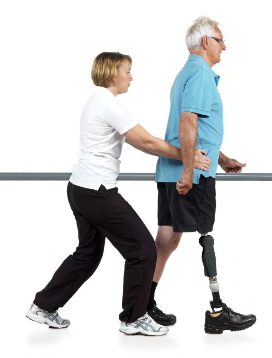 Walking Practice walking while your prosthetist or physiotherapist gently restrains your pelvis on the prosthetic side.