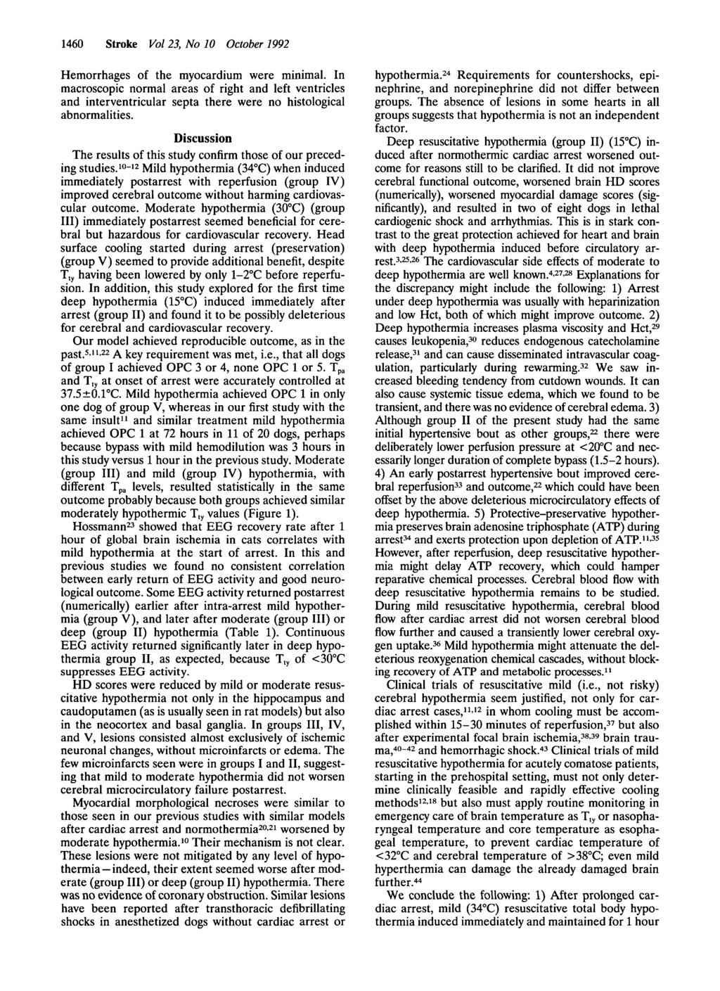 1460 Stroke Vol 23, No 10 October 1992 Hemorrhages of the myocardium were minimal.