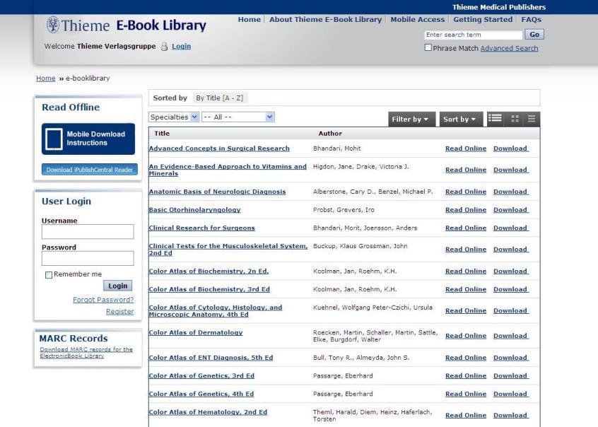 Thieme E-Book Library (TEBL) - Textbooks only - covers