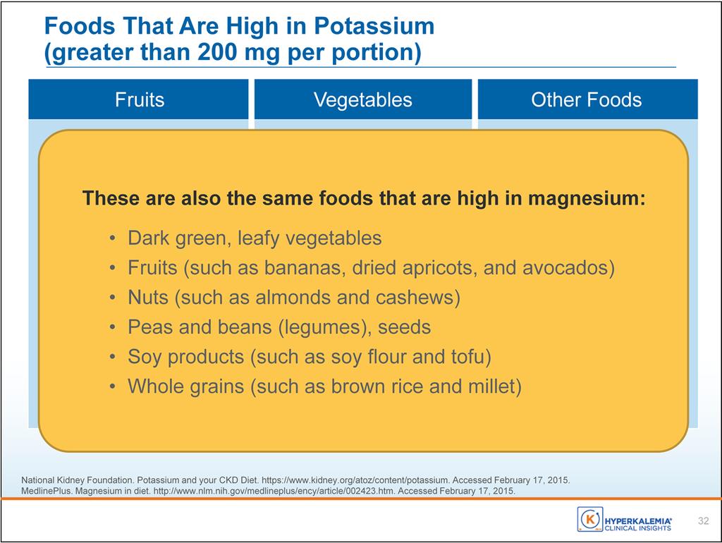 Build Slide part 1 of 2 Potassium is common in many foods.