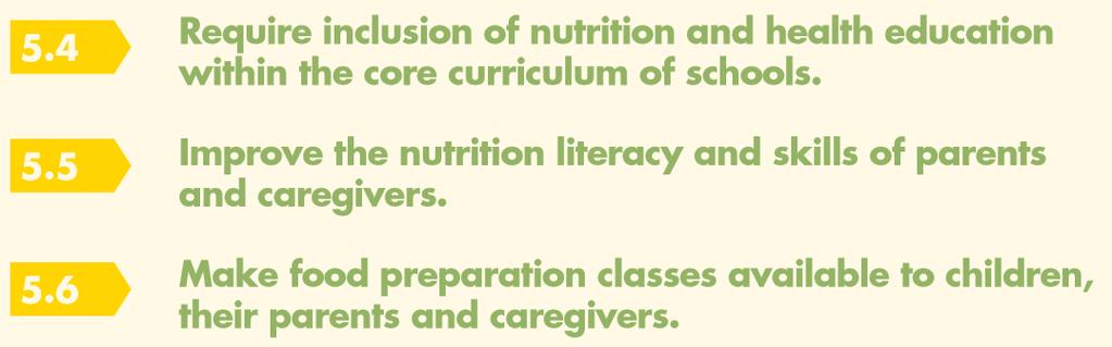 Nutrition information developed nationally should be integrated into curriculum with opportunities to practice skills and behaviors All countries in SEA region have some level of nutrition education