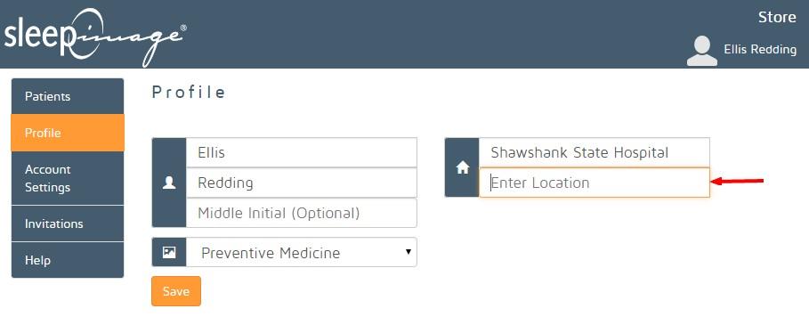 Profile Clinicians can update their profile here, including their name, Clinic name and Location as well as Specialty.