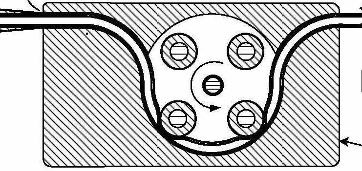 14 Figure S40: Cross-section view of a pumphead assembly (arrow) for a peristaltic infiltration pump (also known as a roller pump). Infiltration tubing is inserted into the pumphead.