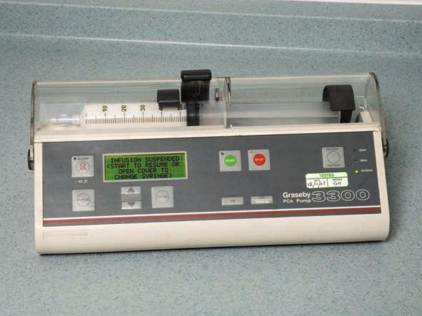 Pharmacology of inhalation and intravenous sedation 75 Figure 4.9 Infusion pump used for the delivery of propofol sedation. Figure 4.10 Button used by patient to administer propofol.