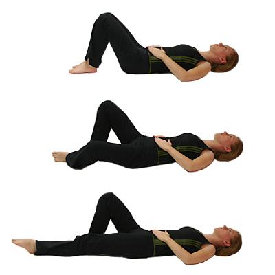 Breathing exercise: strong exhalation, laugh or cough test Prone ab lift All 4 s ab lift