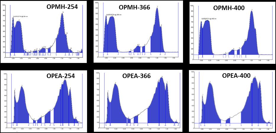3.5(B-7): Densitometric chromatogram showing peak display of Quercetin Quercetin was used as standard compound for flavonoid detection and spotted first on the plate.