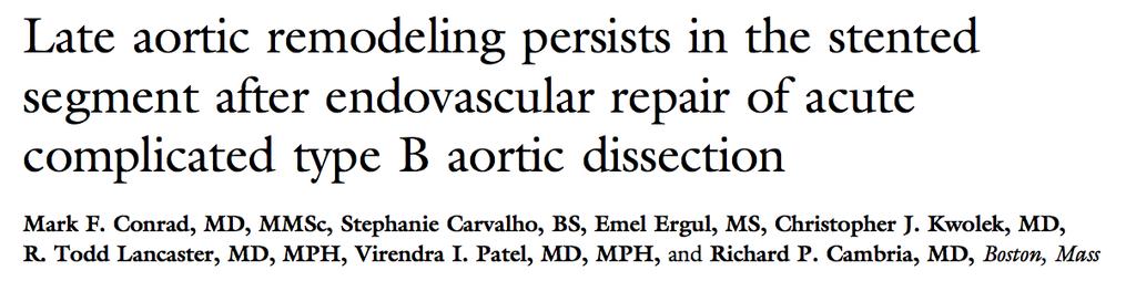 What happens to the un-stented aorta after TEVAR for Type B aortic dissection?