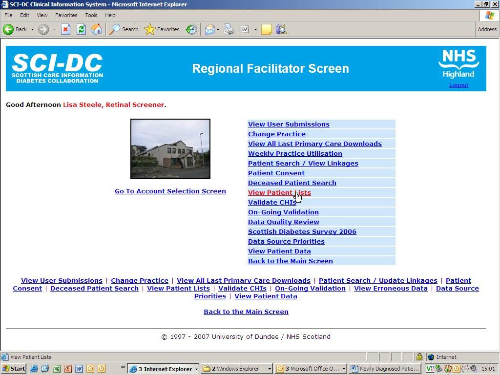 Select View Patients Lists from the Regional Facilitator