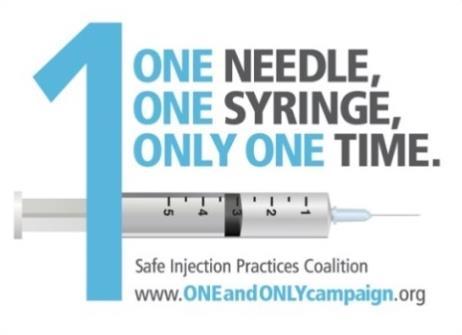 Safe Injection Practices Never administer medications from the same syringe to more than one patient, even if the needle is changed.