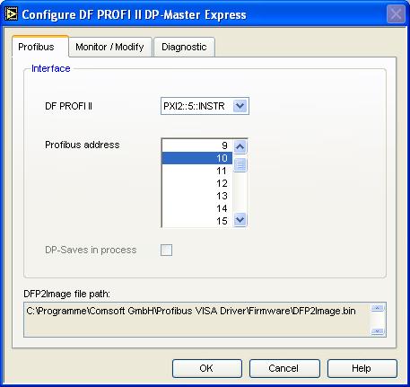 PROFIBUS-DP-Master Express VI LabVIEW PROFIBUS VISA Driver 5 PROFIBUS-DP-Master Express VI For an easy access to a single DP-Slave a PROFIBUS-DP-Master Express VI is available.