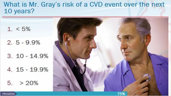 16 What is his risk of a CVD event over the next 10 years?