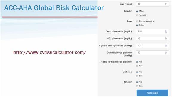 17 ACC-AHA Global Risk Calculator The next slide shows Mr.
