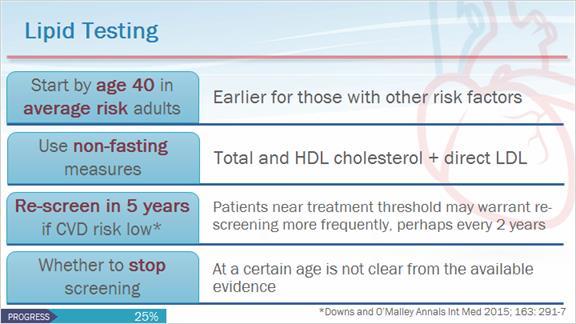 6 Lipid Testing First of all, let s briefly review recommendations about lipid testing.