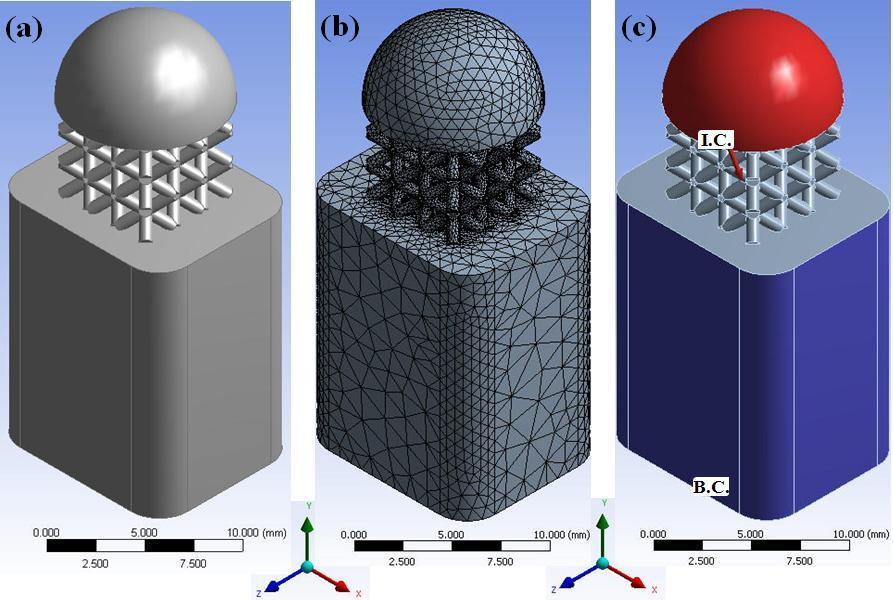 4.1. Physical Model According to the results of static compression test in the previous study, the octahedral lattice structure with 2 mm unit cell size is selected for the cyclic compression test