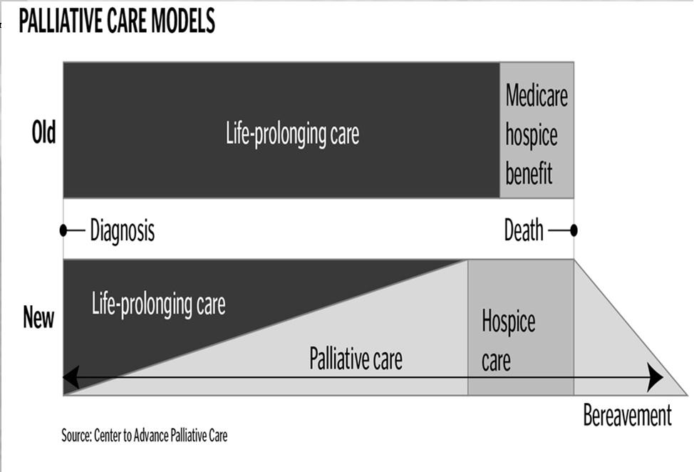 Palliative Care and Hospice Differences Palliative Care Hospice Comparable to a house call practice or a subspecialist (such as cardiology or pulmonology) Medicare benefit program Consults / visits