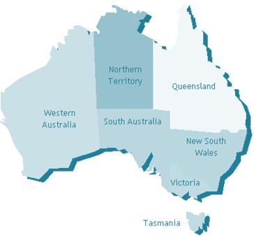 Distribution of hospitals in Australia and New Zealand