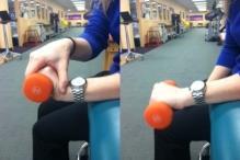 Eccentric Wrist Extension Rest your arm on a table or thigh grasping the weight with palm facing down as shown.