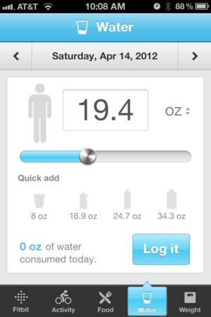 6 of 26 3/20/2013 2:35 PM want to log, or view previously logged foods. Water The water area lets your track how much water you consume daily, and will also be shown on the app's home screen.
