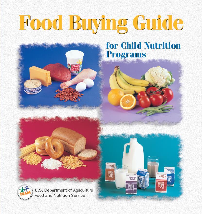 15 Updates to the Food Buying Guide for Child Nutrition Programs Separation of Vegetables/ Fruits Beans and Peas Dark Green