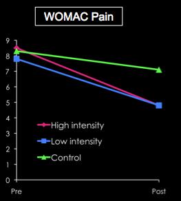 Effect of Intensity Leg press exercise WOMAC Pain 3 x per week for 8 weeks High