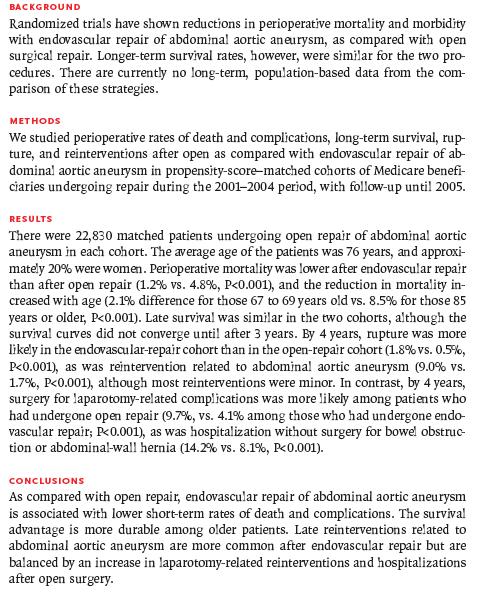 Aorta Open repair associated with more perioperative death and complications but less reinterventions.