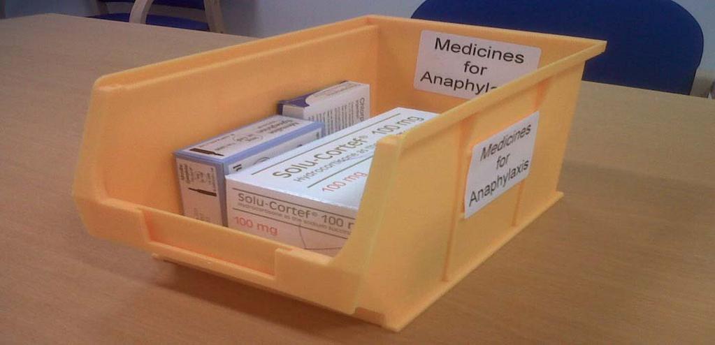 Anaphylaxis treatment box Storage of drugs needed for anaphylaxis adrenaline 1in1000 (1ml) ampoules