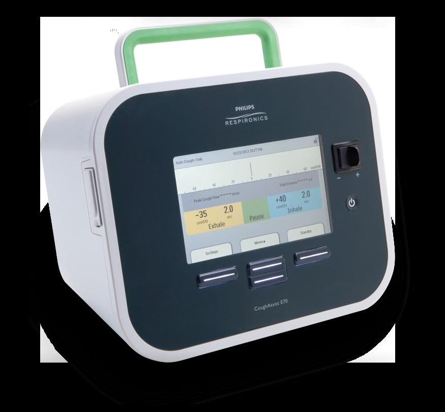 The CoughAssist E70 - delivering airway clearance therapy to meet your patient s needs Exceptional usability and comfort An intuitive colour interface makes it easy to