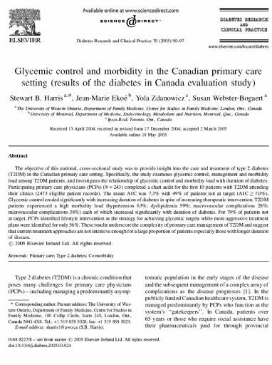 News in 2007 Diabetes in Canada Prevention Treatment