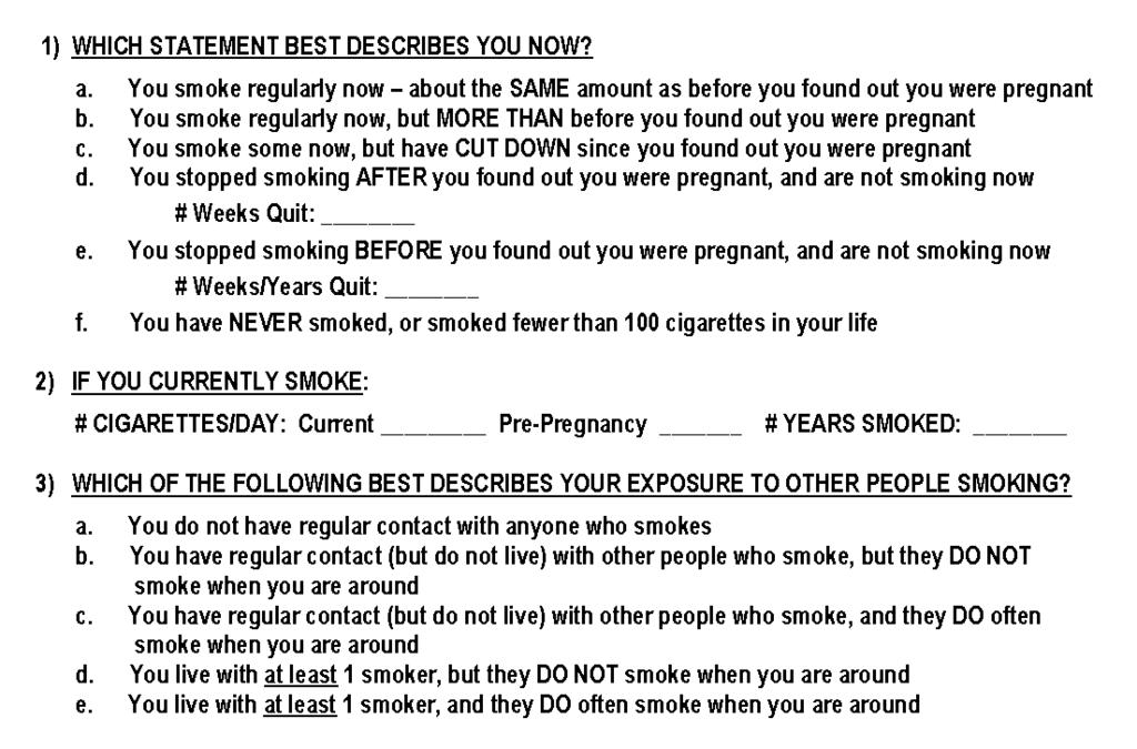 Alternate ACOG Tobacco Use Questions Ask EVERY PATIENT the alternate set