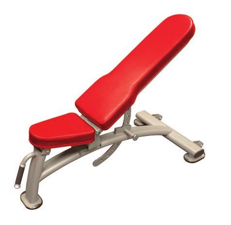 ADJUSTABLE INCLINE/DECLINE BENCH Ten possible angles from -10 to +85 Auto adjusting seat Handle and wheels for portability Weight 40kg A multitude of free exercises including dumbell or cable flys,