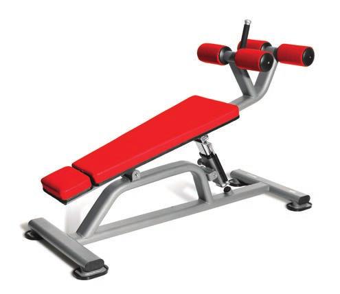 triceps extension to vary the exercise and hit different motor units ADJUSTABLE ABDOMINAL DECLINE BENCH 6 angle adjustments Gas strut adjuster Weight: 72kg Performing a variety of declined freeweight