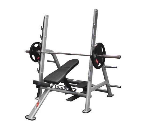 CHIN/DIP/KNEE RAISE Available with Black, Red or Blue upholstery 1 Year frame warranty, 90 day upholstery warranty Steel Size: 150mm x 50mm x 3mm Weight: 86kg LOGO OLYMPIC ADJUSTABLE MULTI-BENCH The