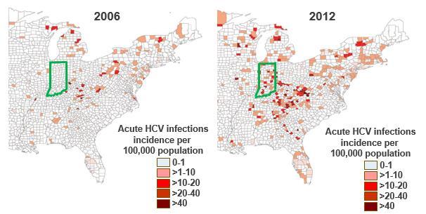 Injection Networks Are Driving Hepatitis C Outbreaks Higher incidence of HCV infection (especially among younger PWID) in 2012 than in 2006 in at least 30 states, with the largest increases occurring
