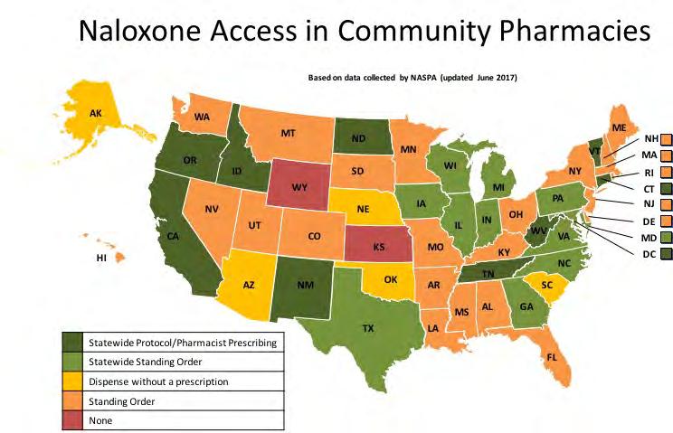Most states have implemented naloxone access laws or regulations