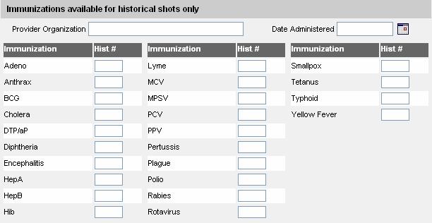 For example, if a client s immunization history shows a HepB given on April 16, 2004 and a user tries to add a HepB or HepB-Hib immunization for the same date, the shot is considered a duplicate.