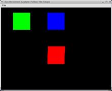 Figure 2 displays a screenshot of what another trial may look like when run. The colors (green, blue and red) of the shapes are the only elements which vary for this trial.