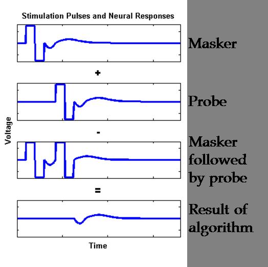 neural response to a masker (top row) and the neural response to a probe (second row).